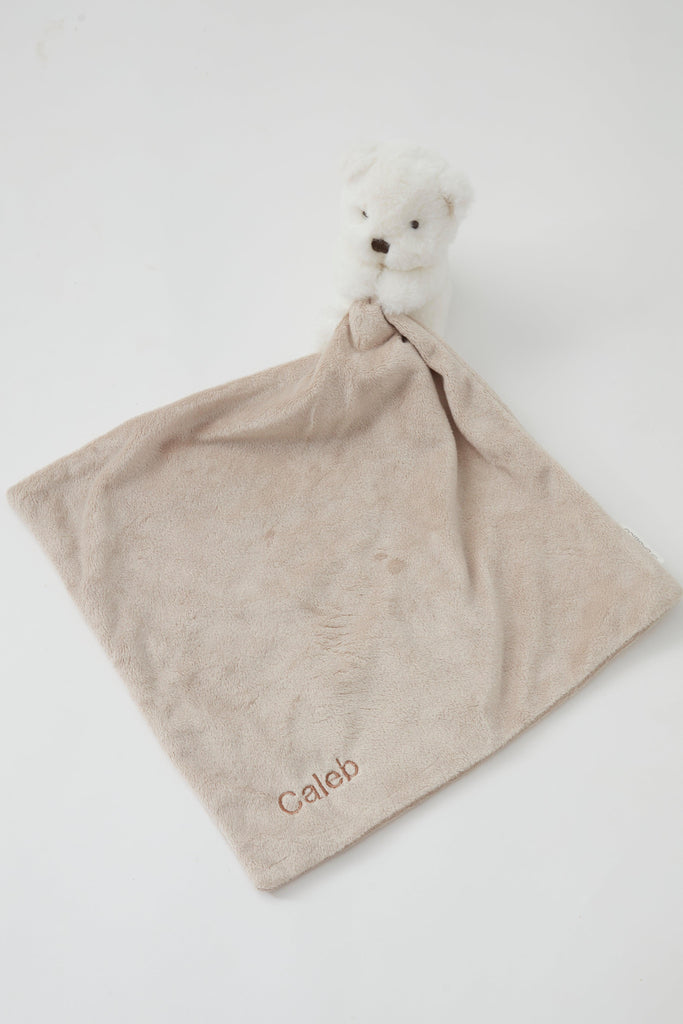 Beige & White Bo The Bear Baby Comforter - Babbico