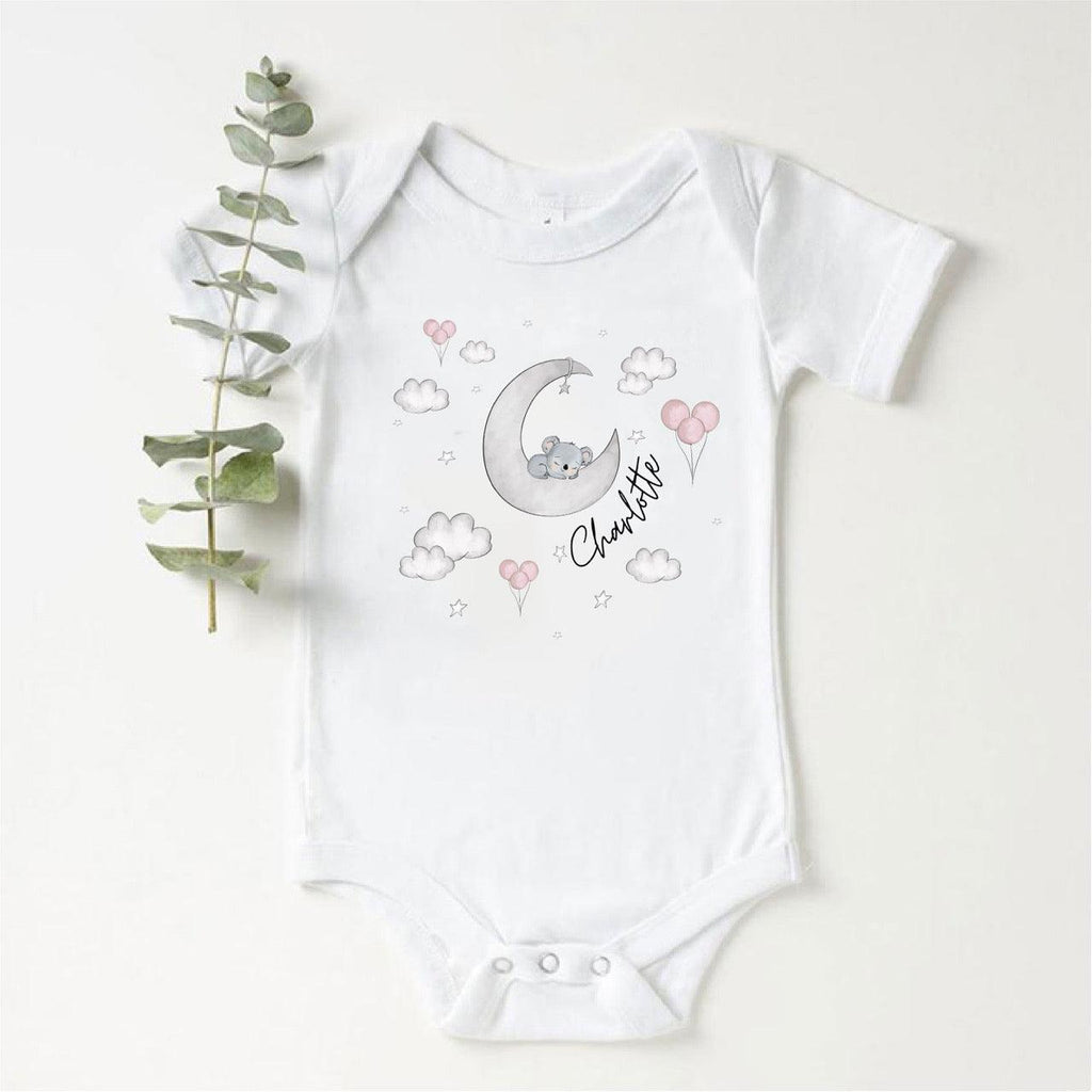 Personalised ‘Name’ Clouds Baby Girl Vest - Babbico