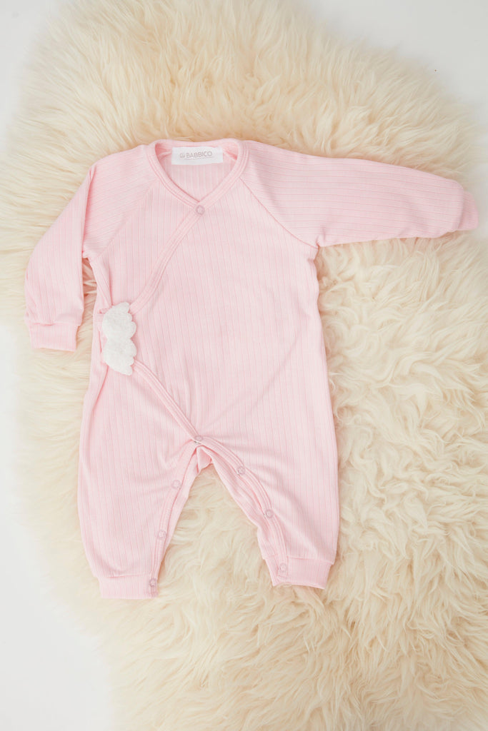Pink Boucle Angel Wing Baby Romper - Babbico