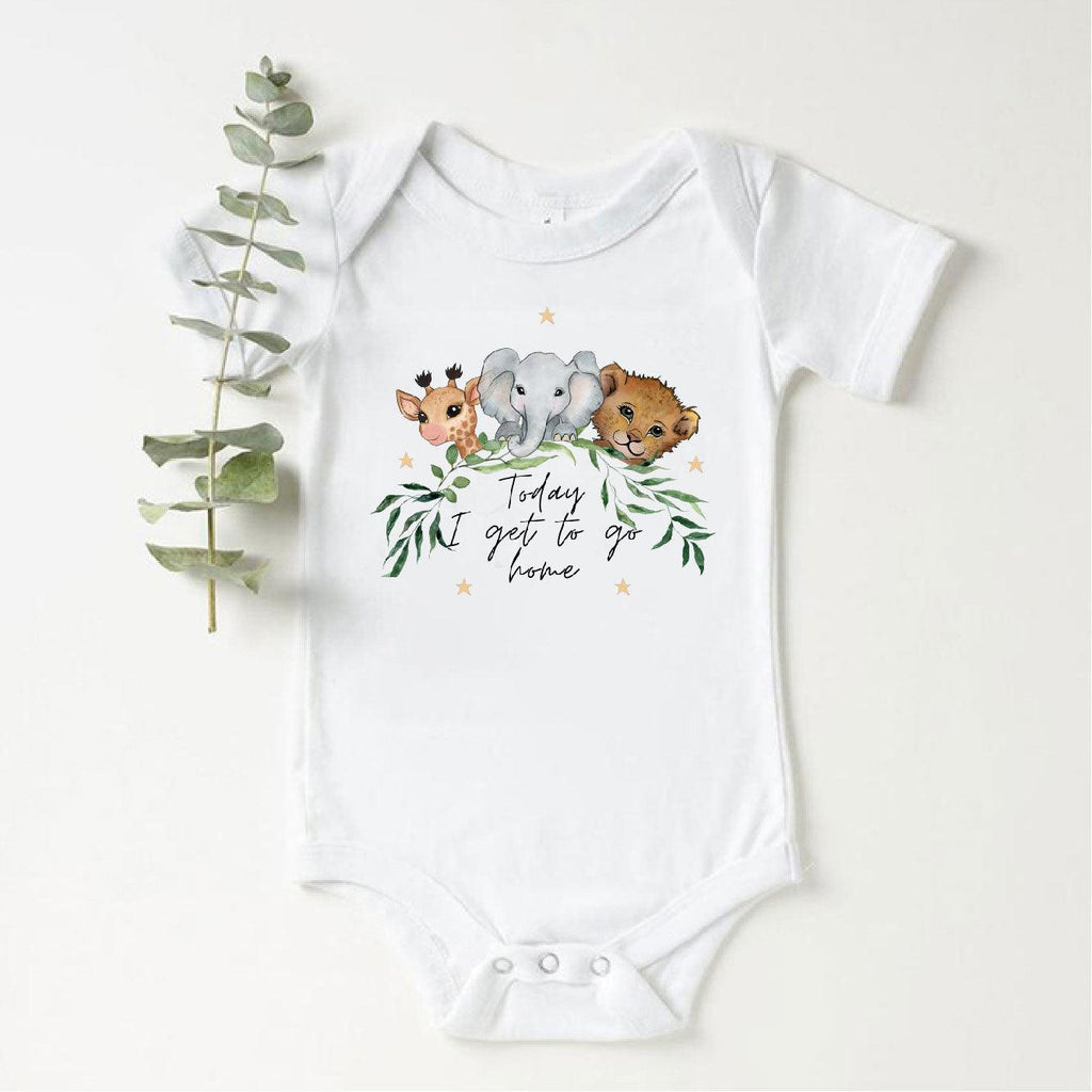 'Today I Get To Go Home' Personalised Animal Print Vest - Babbico