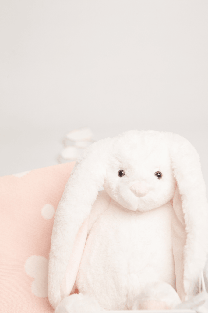 Blossom The Bunny Plush White Toy & Heart Blanket Baby Gift Set - Babbico