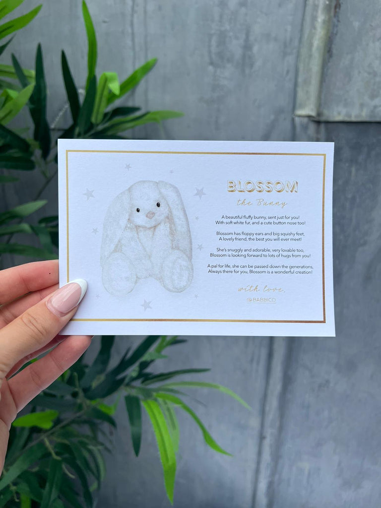 Blossom The Bunny Plush White Toy & Heart Blanket Baby Gift Set - Babbico