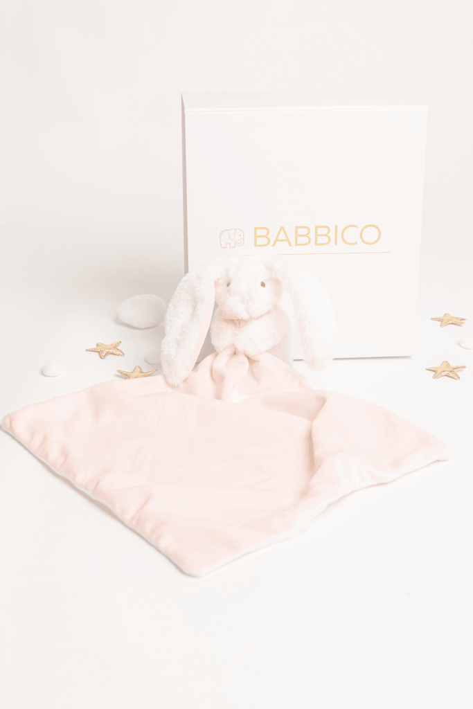 White & Pink Blossom The Bunny Baby Comforter - Babbico