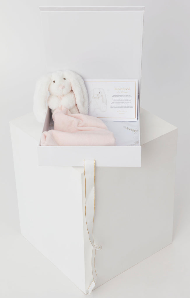White & Pink Blossom The Bunny Baby Comforter - Babbico