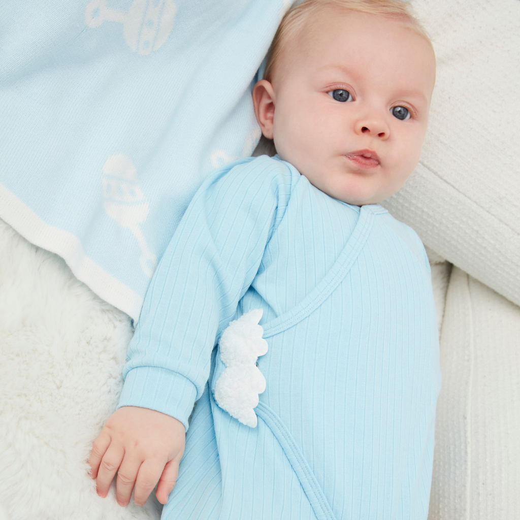 Newborn_Baby_Blue_Angel_Wing_Romper_Coming_Home_Outfit_Blue - Babbico