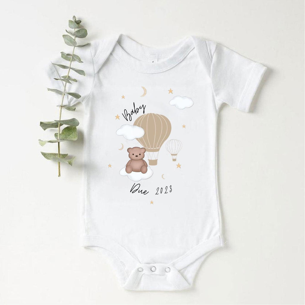 'Baby Due 2023' Personalised Baby Bear Vest - Babbico