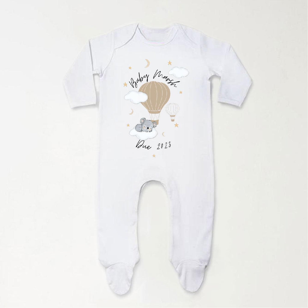 'Baby Due 2023' Personalised Baby Koala Sleepsuit - Babbico