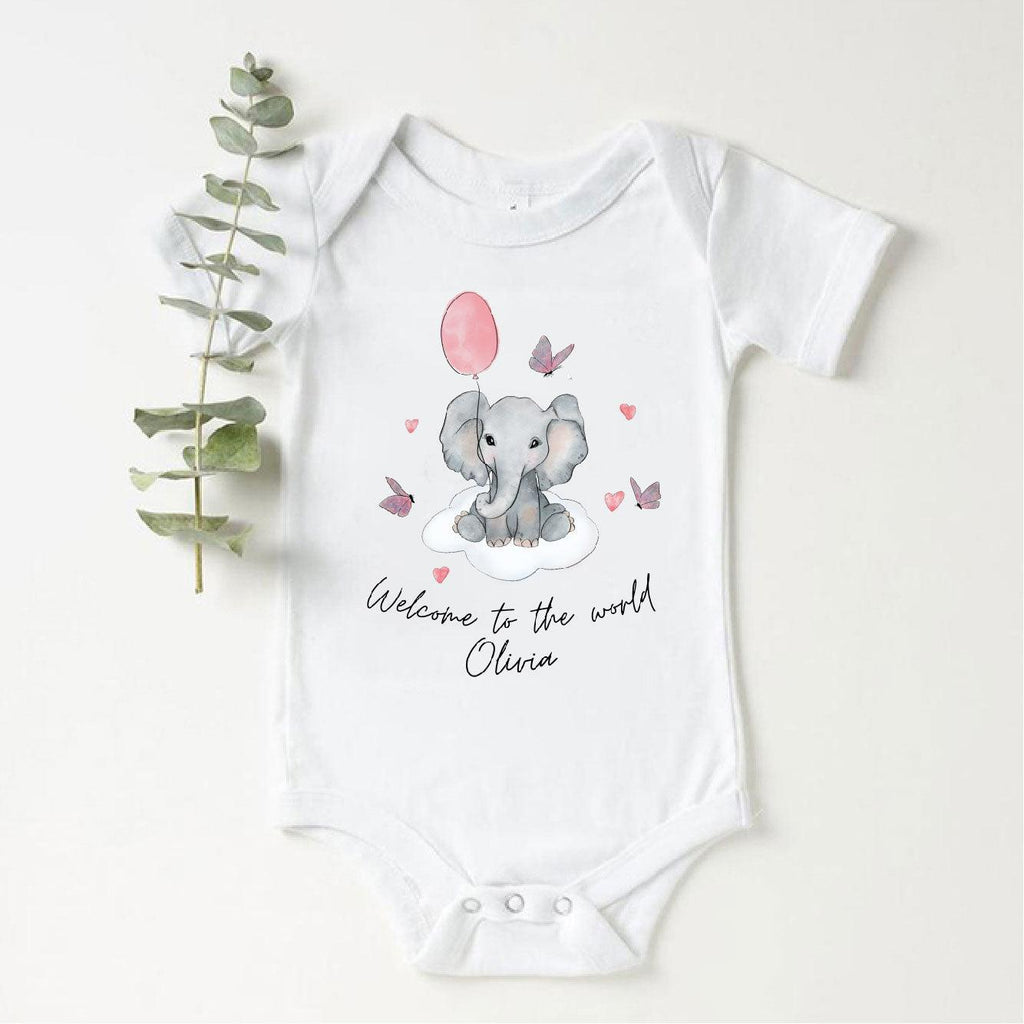 Baby Girl 'Welcome To The World' Baby Elephant Balloon Vest - Babbico