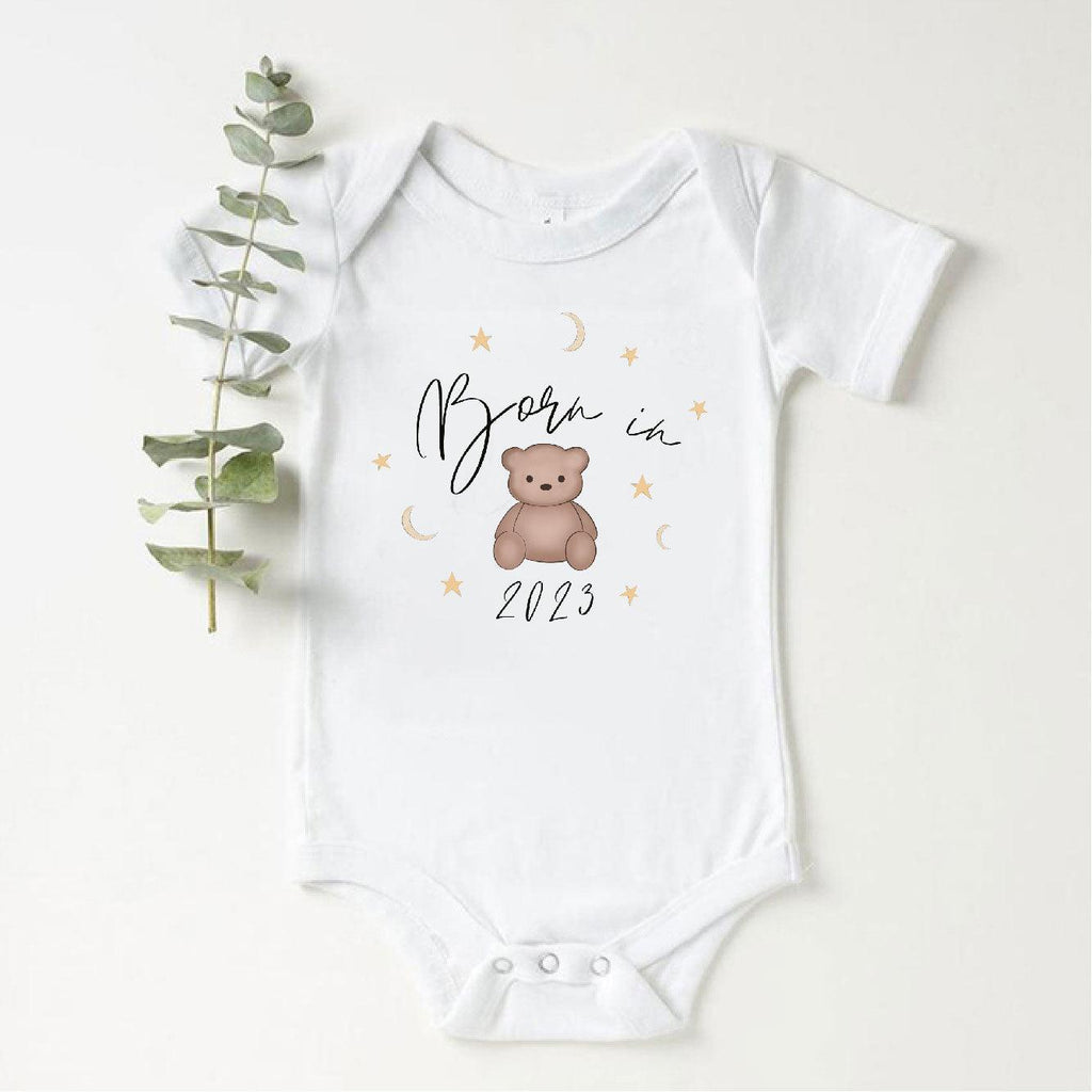 'Born In 2023' Personalised Baby Bear Vest - Babbico