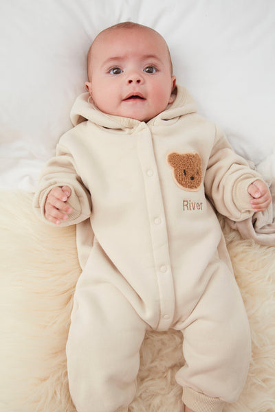 Cream Fleece Hooded Boucle Teddy Baby Romper Jumpsuit – Babbico