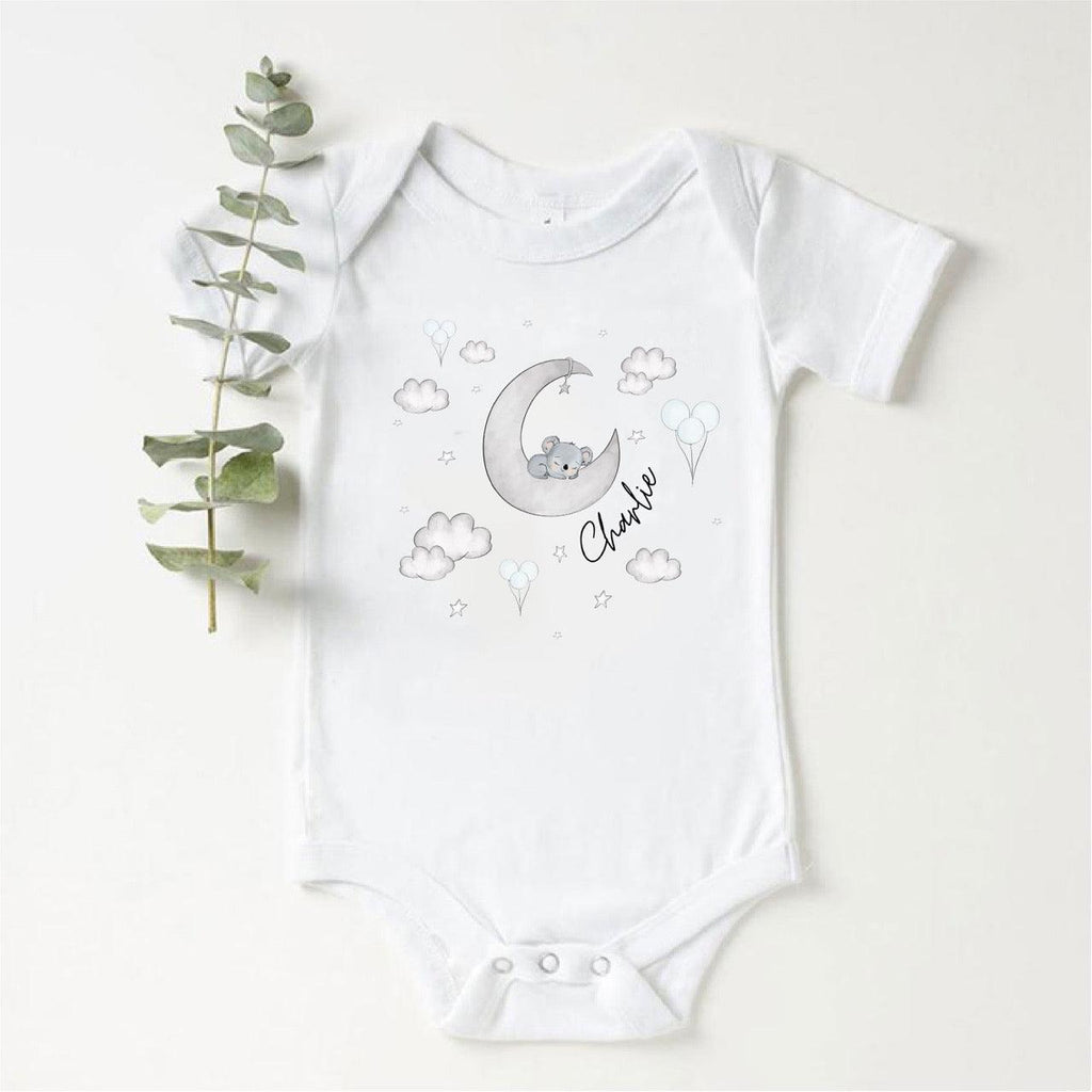 Personalised ‘Name’ Clouds Baby Boy Vest - Babbico