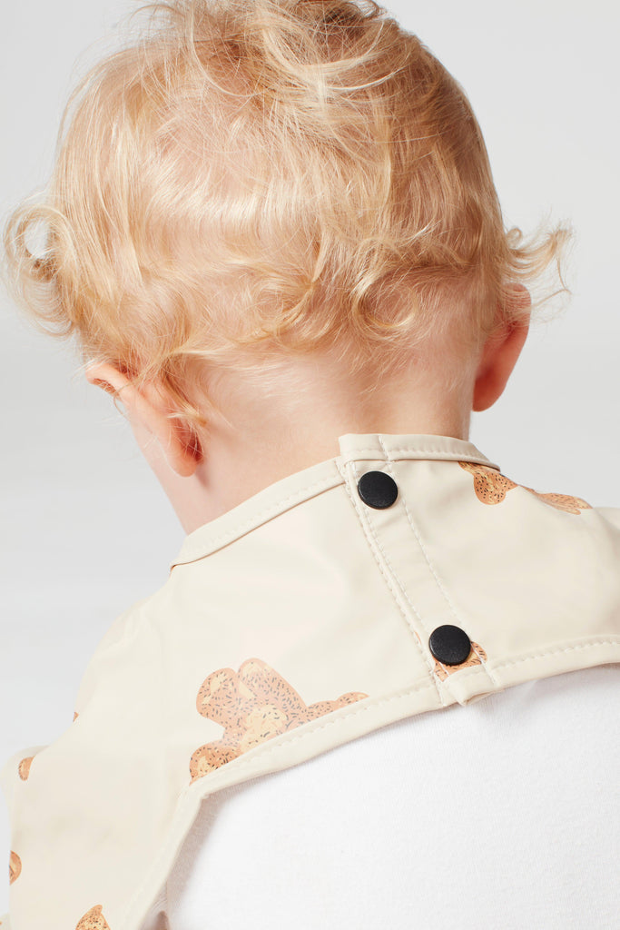 Waterproof Long Sleeve Teddy Print Baby & Toddler Apron - Babbico