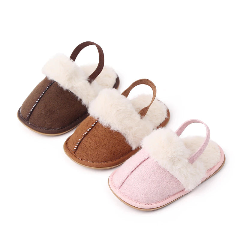 Tan Fluffy Baby Slippers Babbico