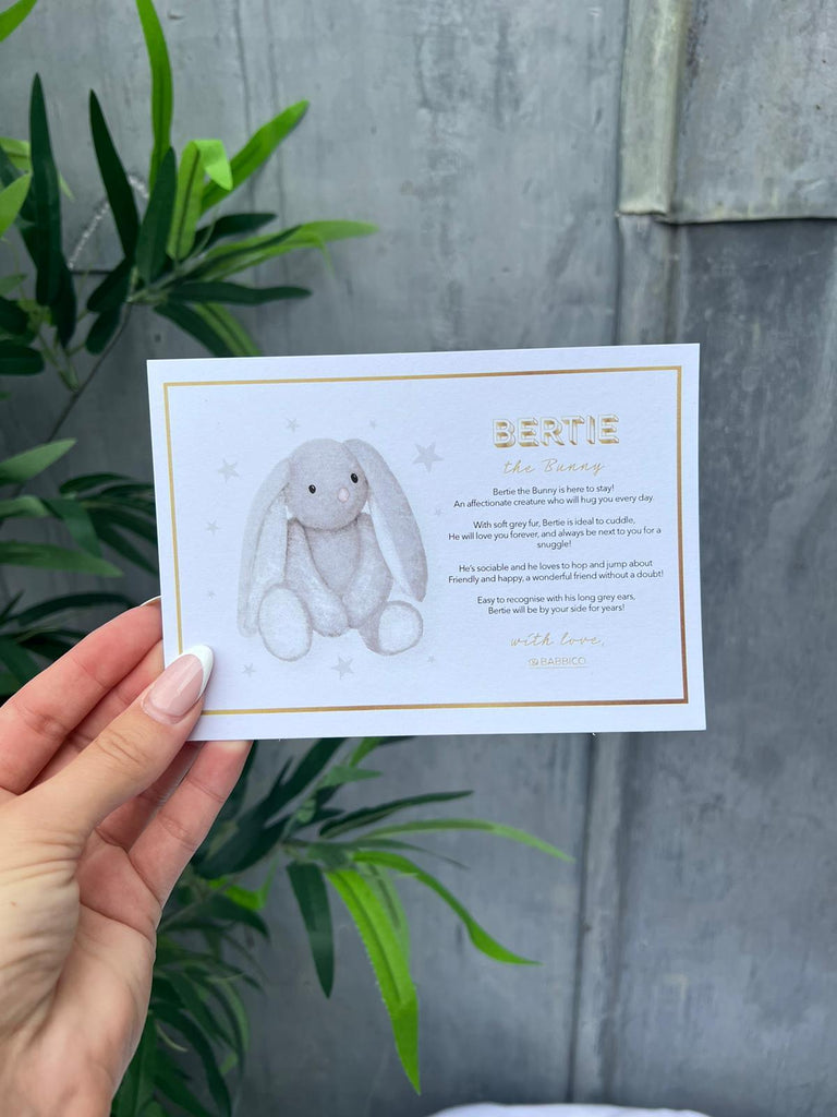 Bertie The Bunny Plush Grey Toy, Blanket & Comforter Baby Gift Set - Babbico