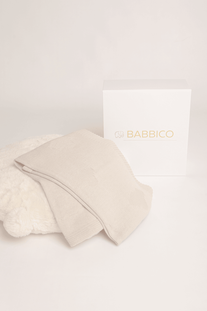 Grey 100% Cotton Jacquard Cloud Baby Blanket - Babbico