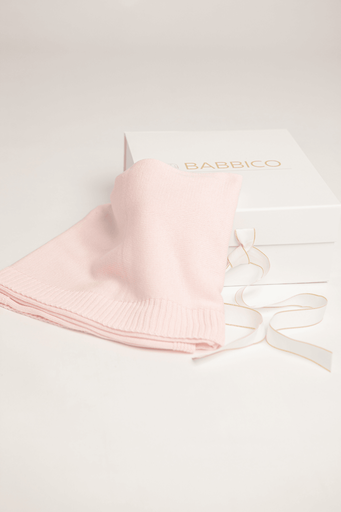 Pink 100% Cotton Jacquard Baby Blanket - Babbico