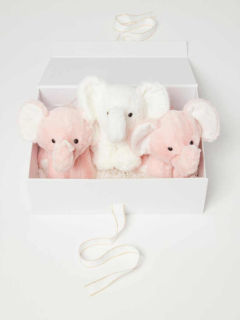 Triplet Baby Girl Gift Set - Evie & Elba the Elephant Toys - Babbico