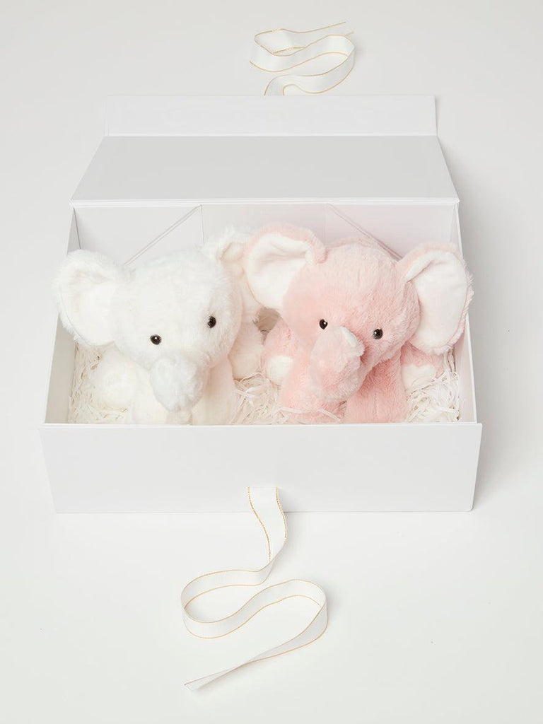 Twin Baby Girl Gift Set - Evie & Elba The Elephant Toys - Babbico