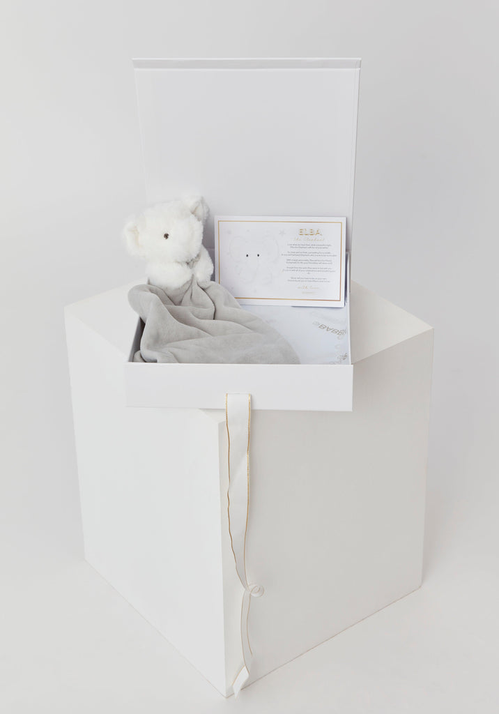 White & Grey Elba The Elephant Baby Comforter - Babbico
